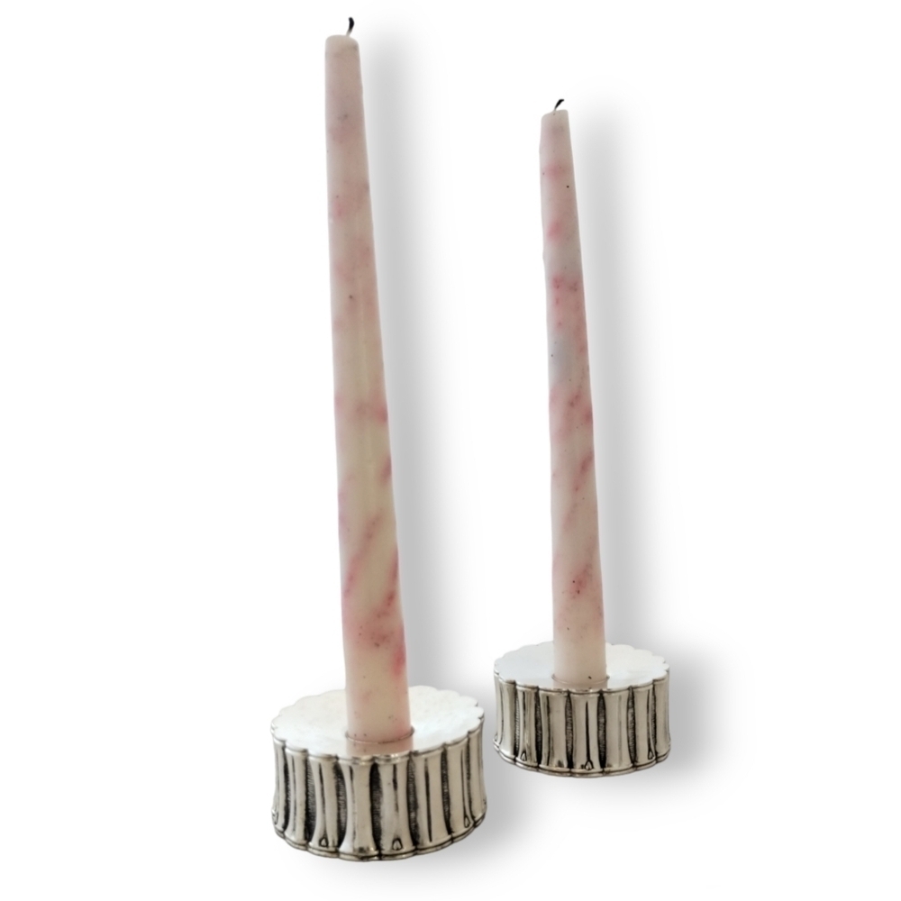 Vintage F.B. Rogers Silver Plate Bamboo Candlestick Holders Pair Japan